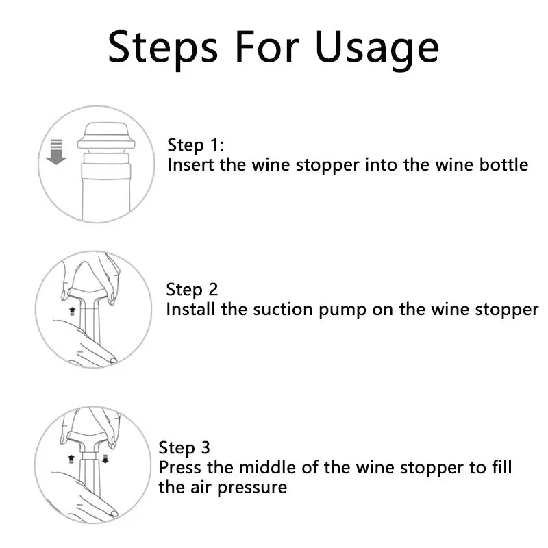 Wine Stopper With Vacuum Pump - 4 Stoppers Included