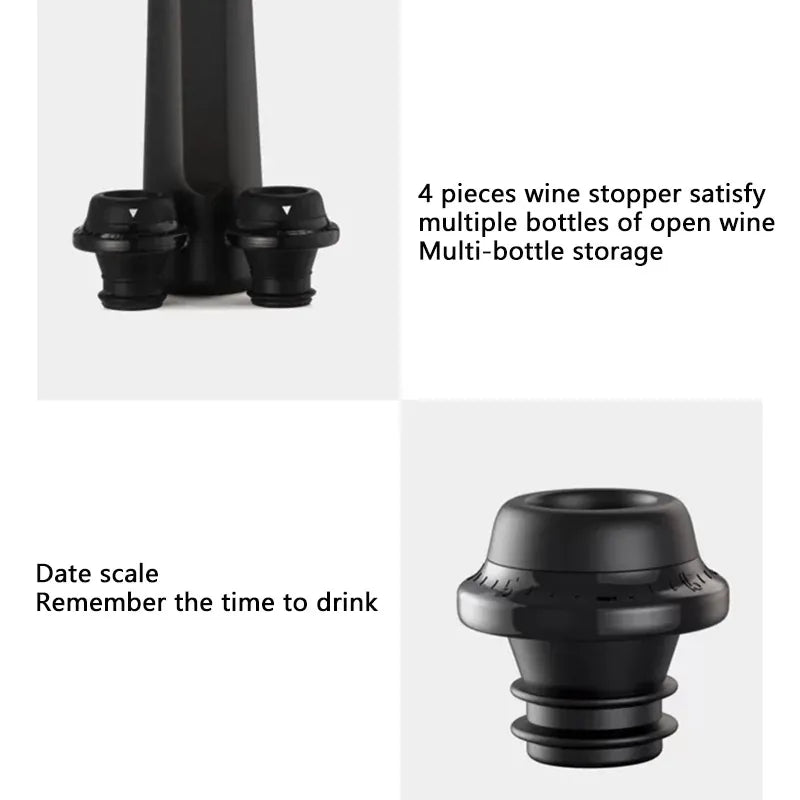 Wine Stopper With Vacuum Pump - 4 Stoppers Included